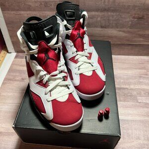 Air Jordan 6 Retro White/Carmine-Black Mens Sneakers Size 7.5